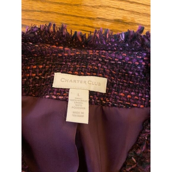 Charter Club L Button Up Jacket Purple Polyester Lining Acrylic Material Shell - Picture 11 of 12